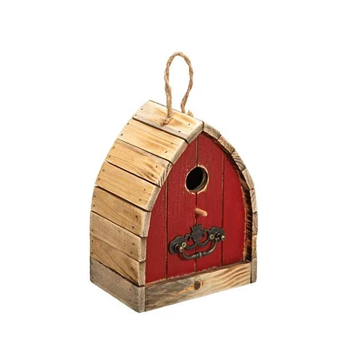 Vintage Farmhouse Style Red Solid Wood Outdoor Birdhouse