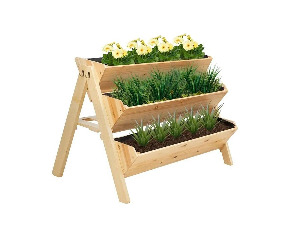 3-Tier A Frame Fir Wood 3 Elevated Planter Box Raised Garden Bed