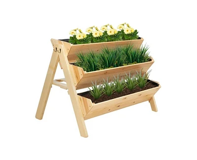 3-Tier A Frame Fir Wood 3 Elevated Planter Box Raised Garden Bed