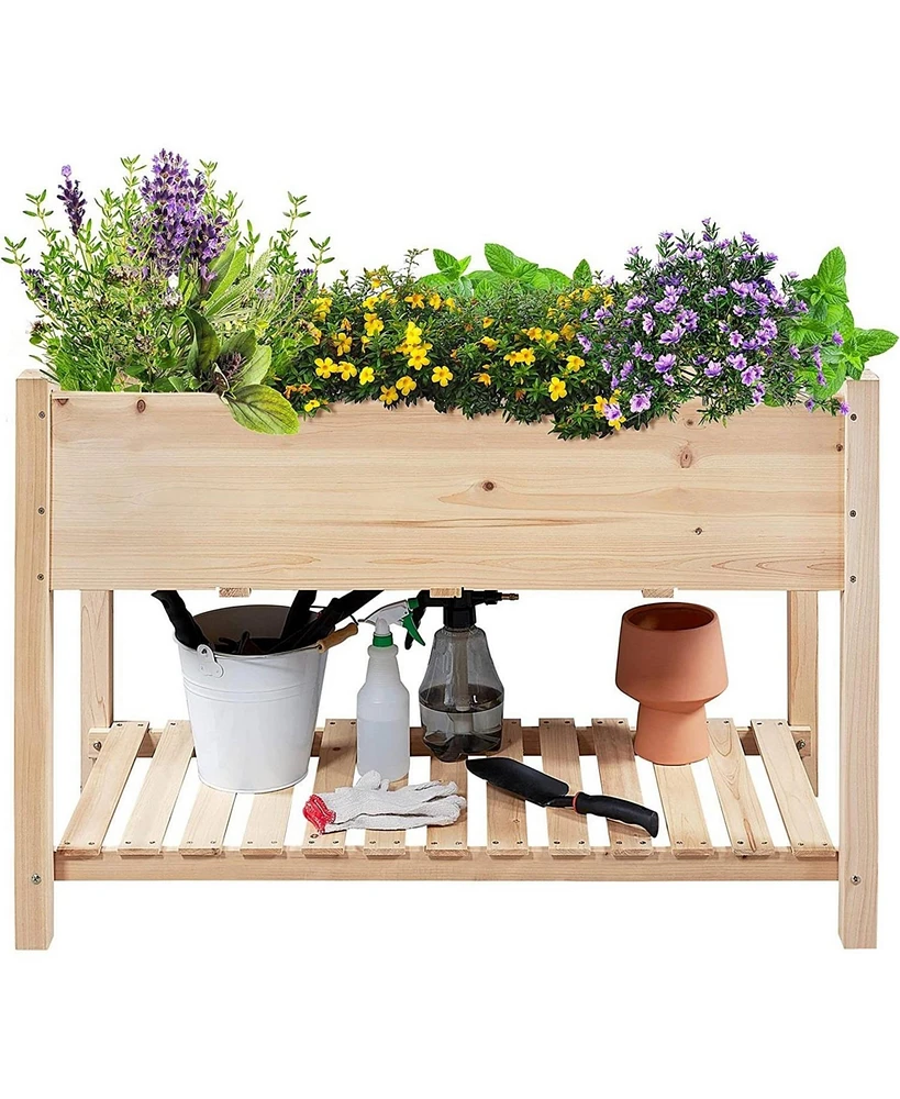 2-Tier Raised Garden Bed Planter Box for Efficient Outdoor Gardening