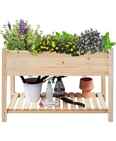 2-Tier Raised Garden Bed Planter Box for Efficient Outdoor Gardening