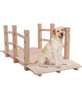 Outdoor Solid Wood 5-Ft Garden Bridge in Natural Wood Finish