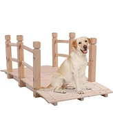 Outdoor Solid Wood 5-Ft Garden Bridge in Natural Wood Finish