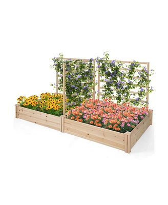 Outdoor Garden Bed Planting Box Durable Wooden Planter for Vegetables and Flowers