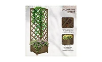 Wooden Planter Shelf with Storage for Flowers and Decor