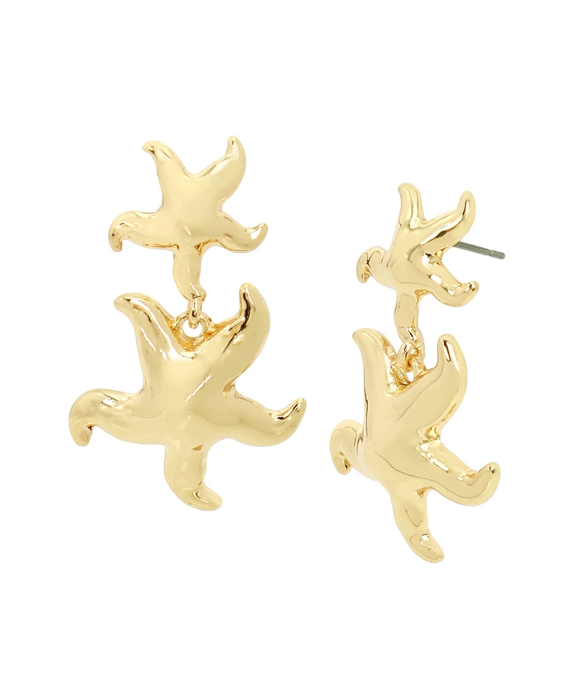 Robert Lee Morris Soho Gold Starfish Double Drop Earrings
