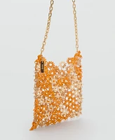 Mango Women's Metallic Flower Shoulder Bag