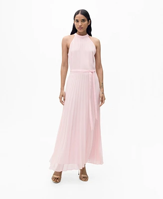 Mango Women's Pleated Halter Neck Dress