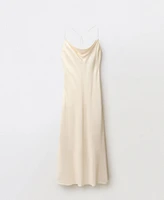 Mango Women's Draped Neckline Silk Dress