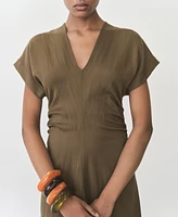 Mango Women's Draped Details Lyocell-Blend Dress