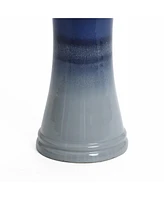 LuxenHome Blue Waves 18-Inch Tall Ceramic Birdbath