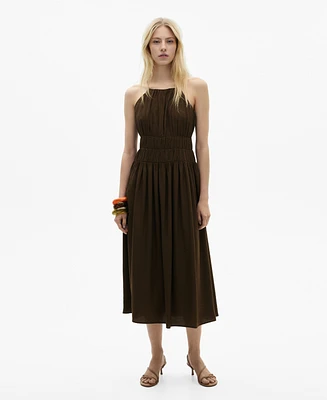 Mango Women's Gathered Waist Midi Dress