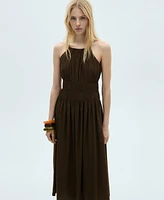 Mango Women's Gathered Waist Midi Dress