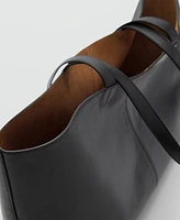 Mango Women's Leather Shopper Bag