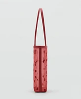 Mango Women's Flower-Embroidered Mesh Bag