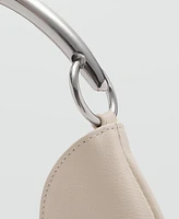 Mango Women's Metal Handle Leather Shoulder Bag