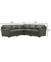 Radley Roll Arm 104" -Pc. Leather Square Corner L Sectional