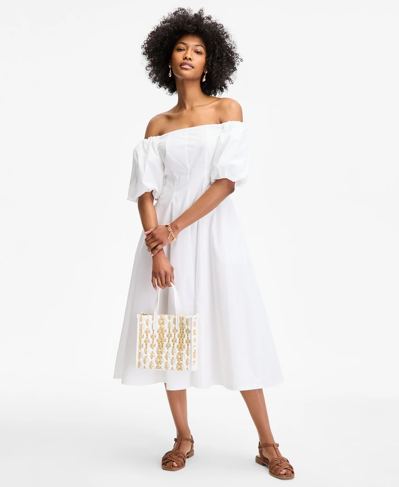 On 34th Women's Off-The-Shoulder Puff-Sleeve Midi Dress, Exclusively at Macy's