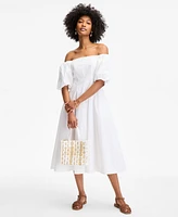 On 34th Women's Off-The-Shoulder Puff-Sleeve Midi Dress, Exclusively at Macy's