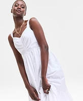 On 34th Women's Cotton Poplin Shirred Midi Dress, Exclusively at Macy's