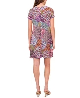 Msk Women's Three-Ring Keyhole-Neck Printed Jersey Dress
