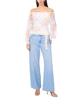 Vince Camuto Women's Printed Off-the-Shoulder Tied-Hem Top