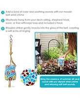 Spring Flowers Wind Bell - Mosaic Glass Wind Chime Bell for the Patio, Deck, or Porch - 7"