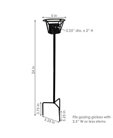 Outdoor Gazing Globe Stand - In-Ground Metal Gazing Ball Stand for 8" to 12" Gazing Balls - Black - 24" H