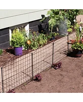 Arched Grid 12.5' Set of 5 Decorative Garden Fence Panels - Steel Border Fencing - 28" W x 25.5" H Per Panel - Black