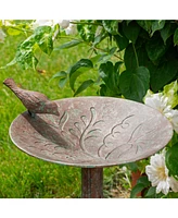 Ivy and Sage Cast Aluminum Metal Bird Bath with Uv-Resistant Finish - Rustic Patina - 12.25"