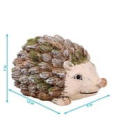 Ceramic Hazel The Hedgehog Garden Statue Decor - Hand-Painted Sculpture for Patio, Lawn, Garden and Indoor Living Spaces - 7-Inch - Brown