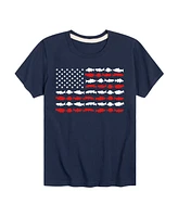 Hybrid Toddler Boys American Flag Fish Graphic T-Shirt