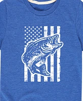 Hybrid Toddler Boys Americana Flag Fish Graphic T-Shirt