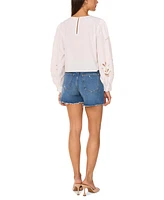 Vince Camuto Women's Lattice-Trim Embroidered Top
