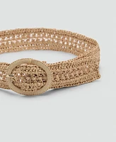 Mango Women's Natural Fiber Buckle Belt