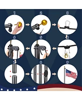 Yescom Bravery 30ft 13 Gauge Sectional Flag Pole Kit Aluminum for Outside House Inground Yard Garden Residential