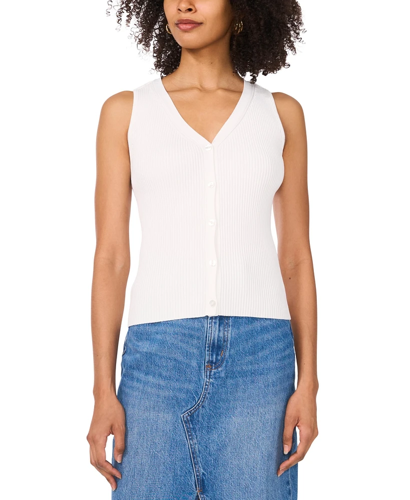 Vince Camuto Women's Ribbed Button-Front Sweater Vest
