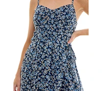 As U Wish Juniors' Molded-Cup Wrap High-Low Fit & Flare Dress