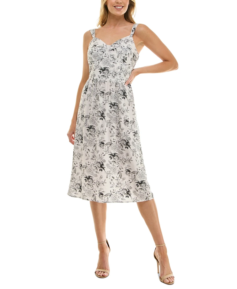 As U Wish Juniors' Wide-Strap Smocked-Back Fit & Flare Dress