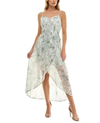 As U Wish Juniors' Molded-Cup Wrap High-Low Fit & Flare Dress