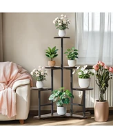 Unho 42.7" Height Corner Plant Stand with 5 Round Shelves Indoor Plant Rack Metal Frame