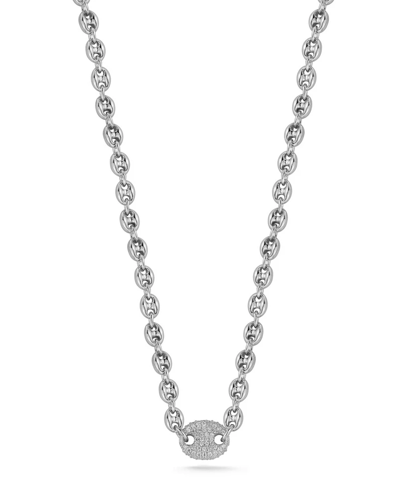 Rachel Zoe Sterling Silver Pave Mariner Link Choker Necklace