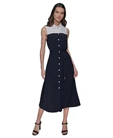 Karl Lagerfeld Paris Women's Aero Wash Colorblocked Shirtdress