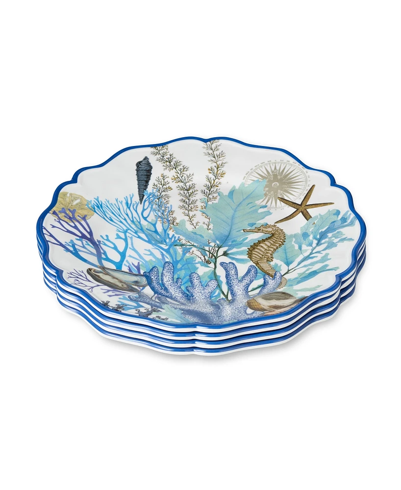Certified International Blue Lagoon Melamine 4-Pc. Dinner Plates, Service For 4