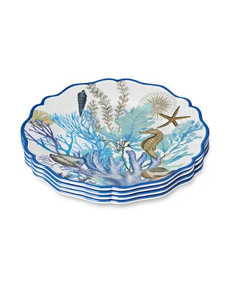 Certified International Blue Lagoon Melamine 4-Pc. Dinner Plates, Service For 4