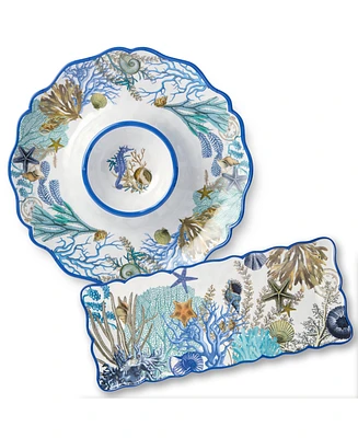 Certified International Blue Lagoon Melamine 2-Piece Appetizer Set