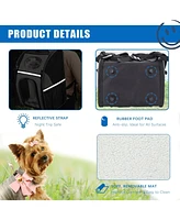 FluffyDream Pet Carrier Backpack for Large/Small Cats and Dogs, Puppies, Safety Features and Cushion Back Support for Travel, Hiking, Outdoor Use, Bla