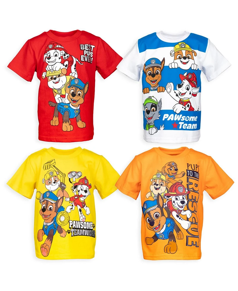Paw Patrol Boys Nickelodeon Chase Marshall Rubble Rocky 4 Pack Graphic T-Shirts to