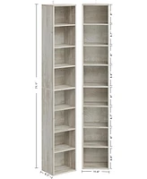 Tall Narrow Bookshelf 8 Tiers 71in Set of 2