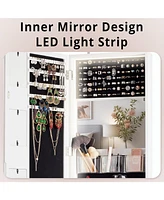 Jewelry Armoire Cabinet Organizer with Photo Frame and Foldable Shelf